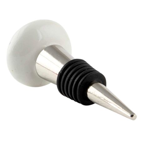 Cream Etched Floral Ceramic Wine Bottle Stopper